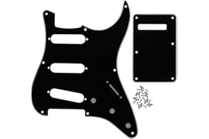 FLEOR 3Ply Black SSS 8 Hole Vintage ST Pickguard Backplate Tremolo Cavity Cover with Screw for Vintage ST Style Guitar Parts