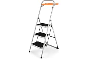ASPERLAD 3 Step Ladder with Tool Platform Lightweight Folding Stepladders Home Improvement Step Stool 330lbs Sturdy Steel Ladder with Wide Anti-Slip Pedal…