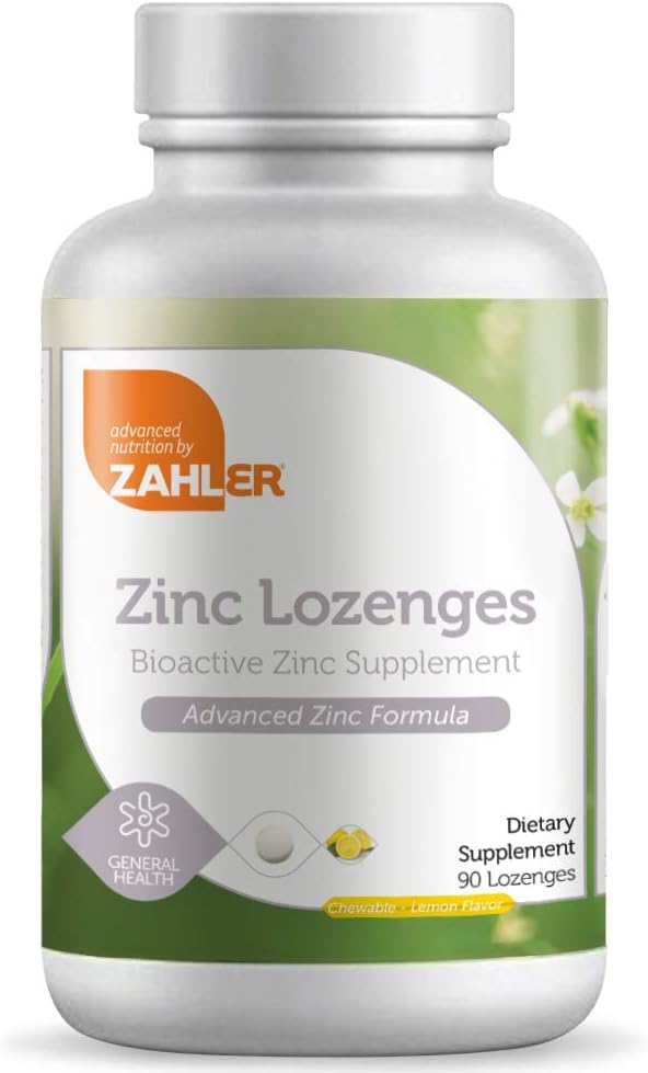 Zahler Chewable Zinc Lozenges 35 mg, Bioactive Zinc, Antioxidant