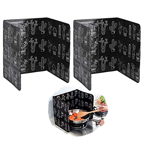 Simmpu 2pcs Kitchen Anti Splatter Shield, Aluminum Foil Oil Proof Baffle, Splash Shield Protector, Oil Splash Guard for Frying Pan