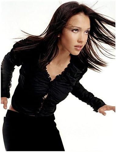 Jessica Alba 8 X 10 Photo All Black Action Shot Straight Hair