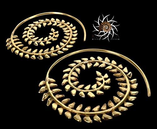 Brass Earrings - Brass Spiral Earrings - Tribal Earrings - Gypsy Earrings - Ethnic Earrings - Brass Jewelry