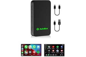 Autobox 2 in 1 Wireless CarPlay & Andrdoid Auto Adapter, Direct Plug & Play, Auto Connect, Dual Channal, for OEM Wired CarPlay/Android Auto Car, Support Online Music, Navigation, Messages...