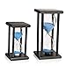 BOJIN 10 Minute Hourglass Blue Sand Timer Wooden Black Stand Hourglass Clock for Office Kitchen Decor Home - Blue Sand