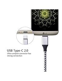 FiveBox - Cable USB tipo C para Samsung Galaxy S9 S8, LG V20 G5 G6 V30, HTC, Huawei, Google Pixel, Moto Z X4 Z2 Play, Nexus 6P 5X, ZTE Zmax Pro Blade Axon 7 (5 unidades, 5.9 ft), 6 patas