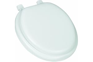 Mayfair 13-000 Soft Toilet Seat with Molded Wood Core and Easy-Clean & Change Hinges, Round, White, 13EC 000, 1 Pack Round