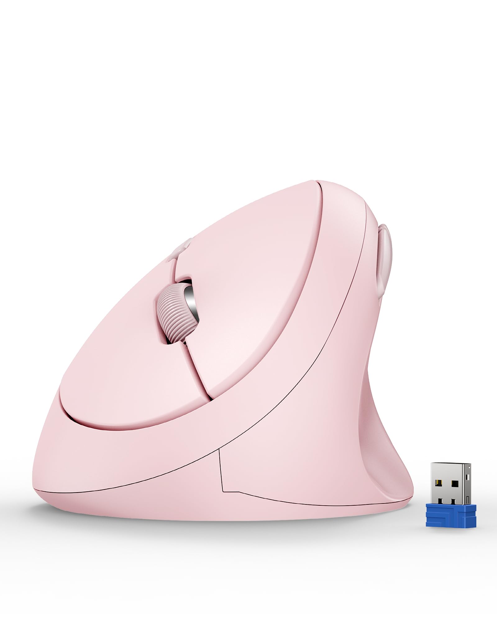Photo 1 of TECKNET Ergonomic Mouse, 4800 DPI Wireless Vertical Mouse, 5 Adjustable DPI Levels, 6 Buttons, 2.4G Silent Wireless Mouse for Laptop, PC, Chromebook - Pink