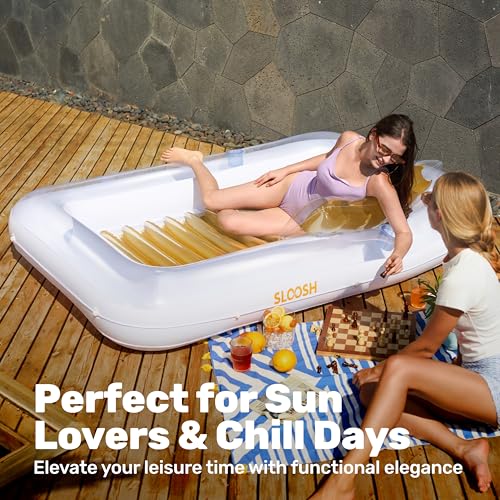 Sloosh Gonflable mats 178 x 116 cm pour Piscine, Bain de Soleil pour Adultes, Flotteur de Piscine, Matelas Gonflable pour Adultes, divertissements d'été, fête Aquatique (Fleur Violette)