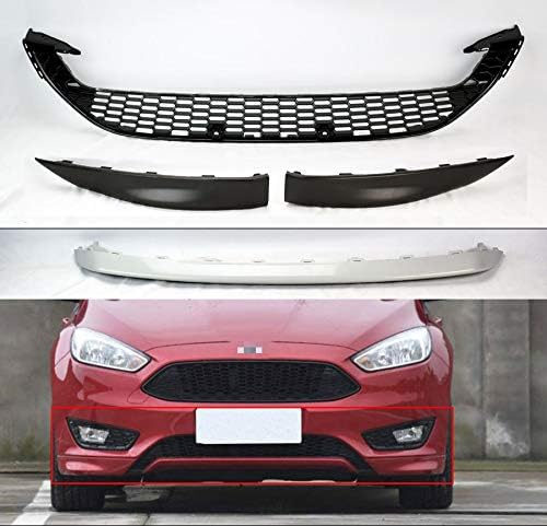 Honeycomb Mesh Lower Bumper Grill & 3pc Front Lips for Ford Focus 2015-2016