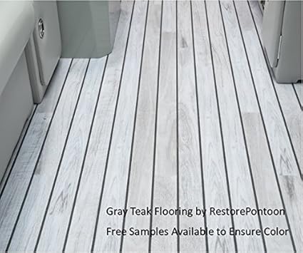 Restore Pontoon Gray Teak Luxury 80 Mil Marine Vinyl Flooring 16 Deck Hardware Amazon Canada