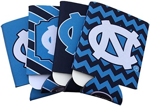 North Carolina Tarheels UNC 4-Pack Multi Color Sublimated Neoprene Beverage 12oz Insulated Can Hugger