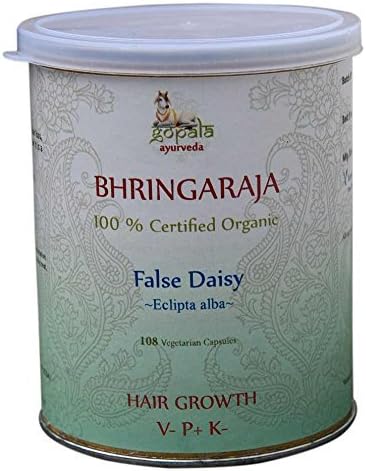 100% Organic Bhringaraja False Daisy Eclipta alba 108 Vege Caps Hair Growth USDA Certified *Ship from UK by Gopala Organic
