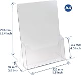 Europel Leaflet & Brochure Holder for A4 - Crystal Clear Acrylic view 3