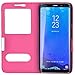Samsung Galaxy S8 Plus Case Ultra Thin Flip Genuine Leather Samsung Galaxy S8 Plus Cover Case Window View Stand Feature Magnet Closure Phone Case for Samsung Galaxy S8 Plus by Make mate (Rose red)