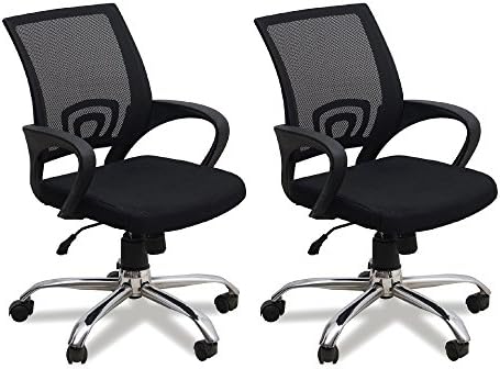 DZYN Furnitures Fabsy Interiors Medium Back Mesh Steel Chair (Black)