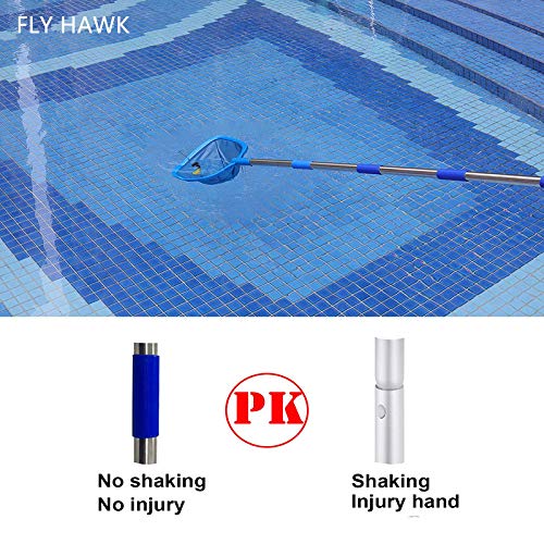 FLY HAWK Swimming Pool Leaf Skimmer Net, 8 Ft Fine Mesh Netting with Heavy Duty Connecting Stainless Steel Pole for Fast Cleaning Spas & Ponds Debris