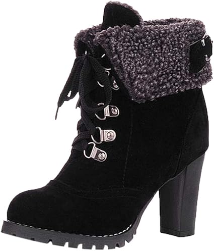 bella retro lace up chunky grip heel ankle boots shoes
