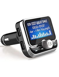 Transmisor FM Bluetooth, kit de coche de radio LeeQin inalámbrico para reproductor de MP3 y radio con 1,8 pulgadas Disply   Puertos USB dobles   Ranura para tarjeta TF   Puerto auxiliar   Manos libres Compatible con varios tipos de teléfonos inteligentes