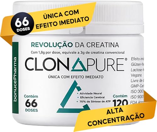 Clonapure® Creatina de Efeito Imediato 120g | 66 Doses | Alta Absorção | Vegana | Sem Glúten e Lactose Performace Treinos