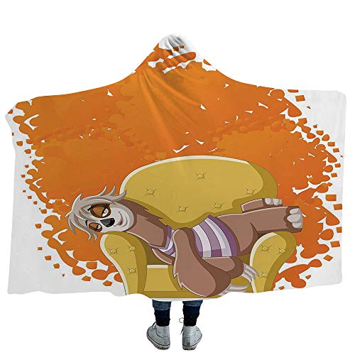 MASCULINTY Hoodie Wearable Blanket Sports Decor Super Soft Warm Comfy Large Fleece Soccer Ball and Old Plaster Wall Damage Destruction Punching Illustration (Kids 50"x 60")