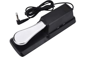 Black Sustain Pedal for Keyboard Piano Foot Pedal with Polarity Switch for All Brands Electronic Keyboards, MIDI Keyboards, D