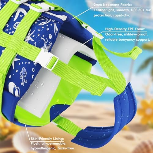 Schwimmweste Kinder - Schwimmhilfe für Jungen und Mädchen mit verstellbaren Schnallen & Doppelte Sicherheitsgurten, TÜV geprüfte, Kinder Schwimmweste Neopren 2-3 Jahre, 15-19 kg