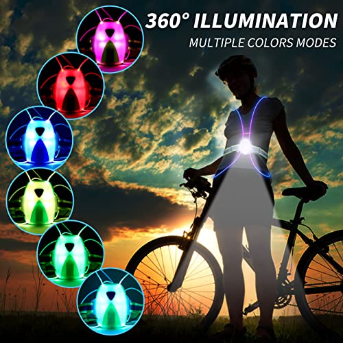 NiSHEN LED Reflective Running Vest with Front Light,Running Lights for Runners,Safety Vest for