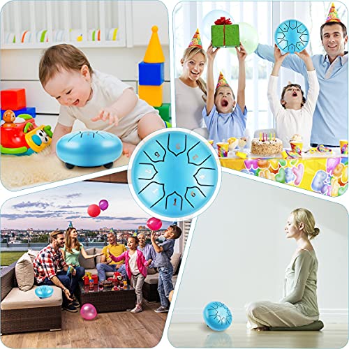 Diluling Steel Tongue Drum 8 Notes 6 Inch, Musical Drum Percussion Instrument with Finger Picks & Rubber Mallets, Awesome Gift for Children Adults Natural Sound for Relaxing Exploring