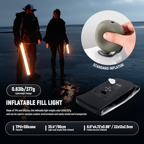 NEEWER Basics 30W Handheld RGB Light Stick 35.5 Inches / 90 cm, Portable Inflatable TPU Lighting 5000 mAh Type C 45 W in/30 W Out, 3000 Lux 17 Effects 2700-6500K CRI95 for Studio Photography Video Recording, GC30C