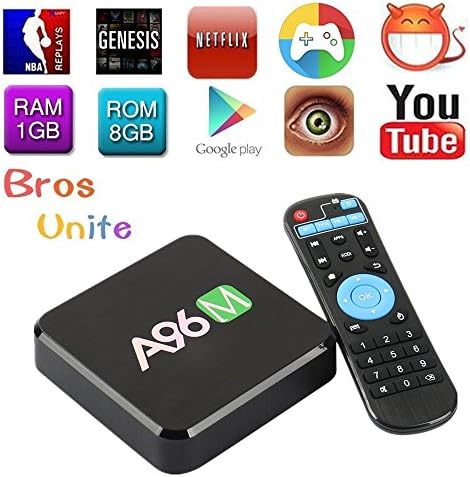 [2017 New Model]Bros Unite A96M Android TV Box Fully Loaded Add-ons Rockchip RK 3229 Quad Core 4K HD H.265 Video Decoder Lan Miracast 1080P Smart WIFI Set Top Box Unlocked Streaming Media Player