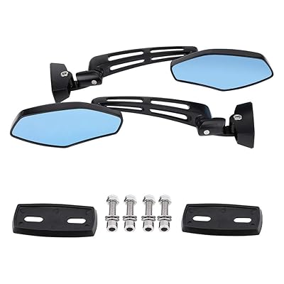 KIMISS Motorcycle Side View Mirror, 1 Pair 4.9in Anti-Glare Wide Angle Motorbike Rear View Mirror Wing Mirrors with Bolts for for Honda Kawasaki Suzuki Yamaha