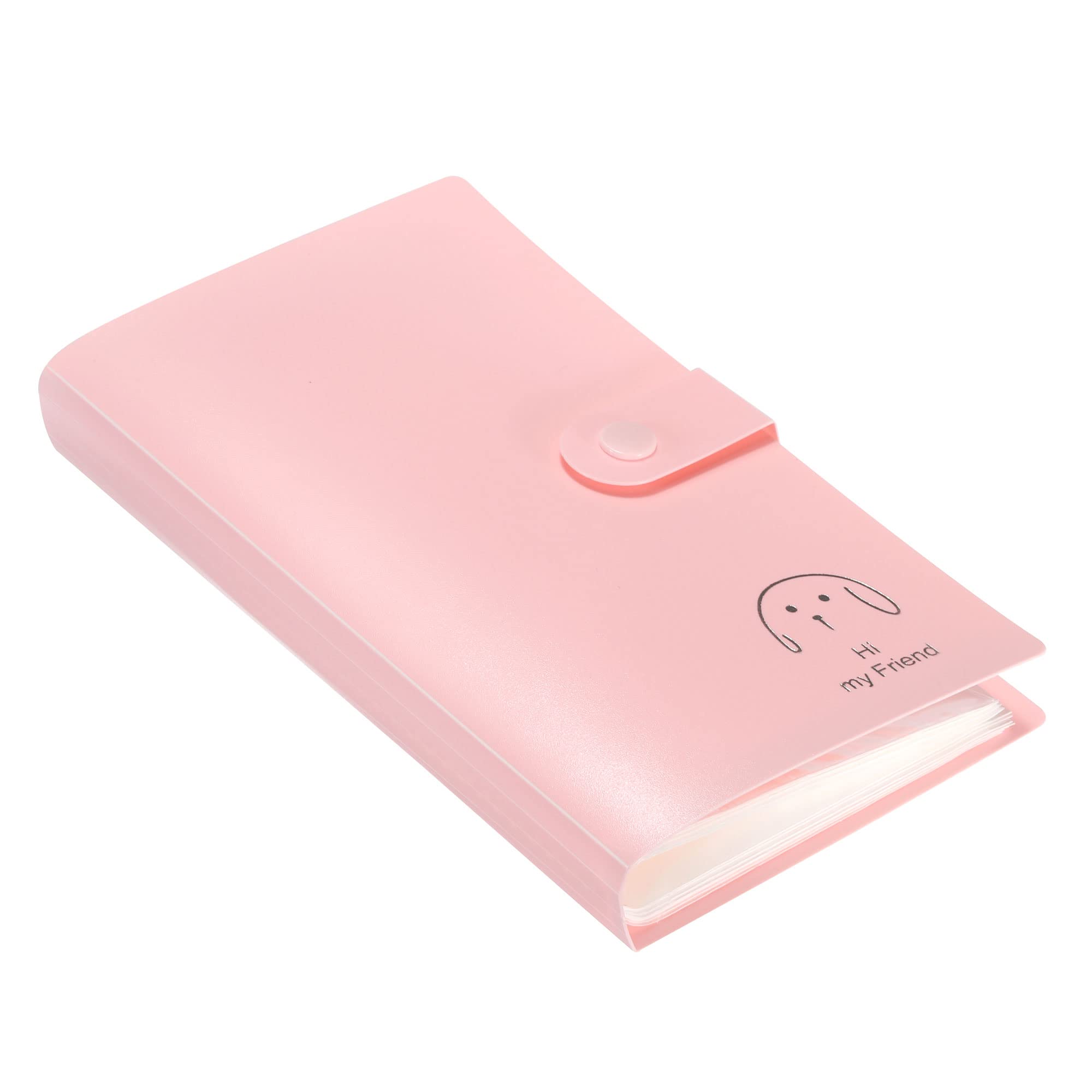 PATIKIL Business Card Holder, 1 Pack Plastic Portable Cards Binder Book Name Cards Organizer for Women Men, Pink