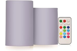 Gravopti Lavender Flower Mauve Flameless LED Pillar Candles Set, Battery Operated with Remote Timer, 3" x 5" & 3" x 4" Indoor