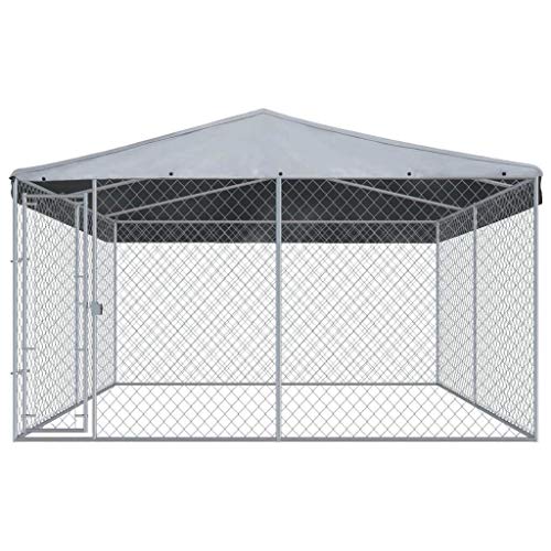 vidaXL Outdoor Hundezwinger mit Ãberdachung 382x382x225 cm Hundehütte Hundekäfig – Bild 3