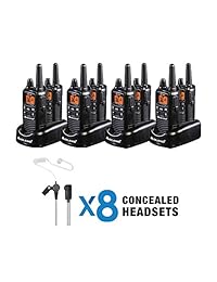 Midland - Business Radio Bundle - LXT600BBX4, Radio de dos vías FRS de 36 canales - Auriculares ocultos, eVox para operación con manos libres, NOAA Weather Scan + Alert (paquete de 8) (Negro)