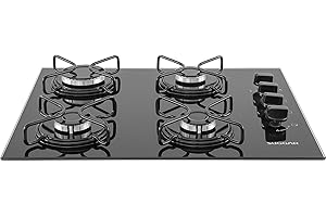 SUGGAR COOKTOP VIDRO PRETO 4 QUEIMADORES ESMALTADOS DIFERENTES TAMANHOS FG4004AVP