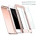 iPhone 7 Plus Case, COOLQO Ultra-Thin Full Body Coverage Hard Plastic Matte [Tempered Glass Screen Protector] 360 All Round Shockproof Hybrid Cover Skin for Apple iPhone 7 Plus 5.5 Inch_Rose Gold