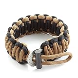 X-Plore Gear Survival Paracord 550 Bracelet Kit With Fire Starter, Eye Knife | Adjustable Closure For Secure Fit | For Hiking, Wilderness, Emergencies, Travel, Camping, Hunting (Black/Brown)