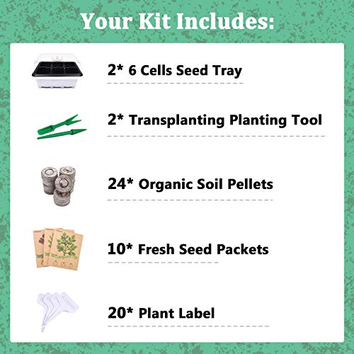 KORAM Herb Garden Kit Growing Kit Gardening Starter Set- 10 Herbs Grow from Organic Seeds Indoor Herb Kit with Everything a Gardener Needs for Growing Herbs Indoors, Kitchen, Balcony Christmas Gift