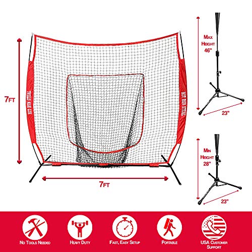 Hit Run Steal Heavy Duty Softball & Baseball Net with Carrying Bag, and