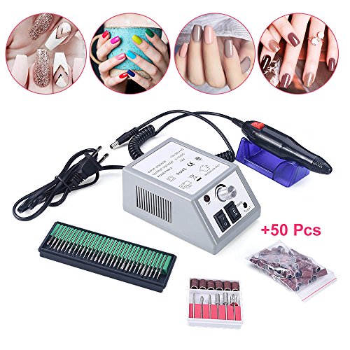 Electric Nail Art Drill Machine, 2 Boxes Grinding Head Manicure Pedicure Grinding Drill, Low Noise Nail Toe Care Polishing Machine Kit