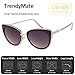 TrendyMate Women Metal Cute Cat Eye Sunglasses Mirror Lens Coating Sunglasses Fashion Eyewear (double grey, 0)