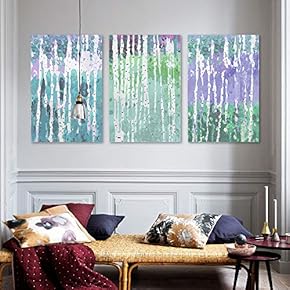 3 Panel Silver Birch Pictures Home Wall for...