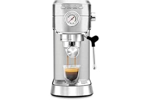 20 Bar Espresso Machine with Milk Frother Steam Wand, Stainless Steel Professional Cappuccino and Latte Coffee Machine