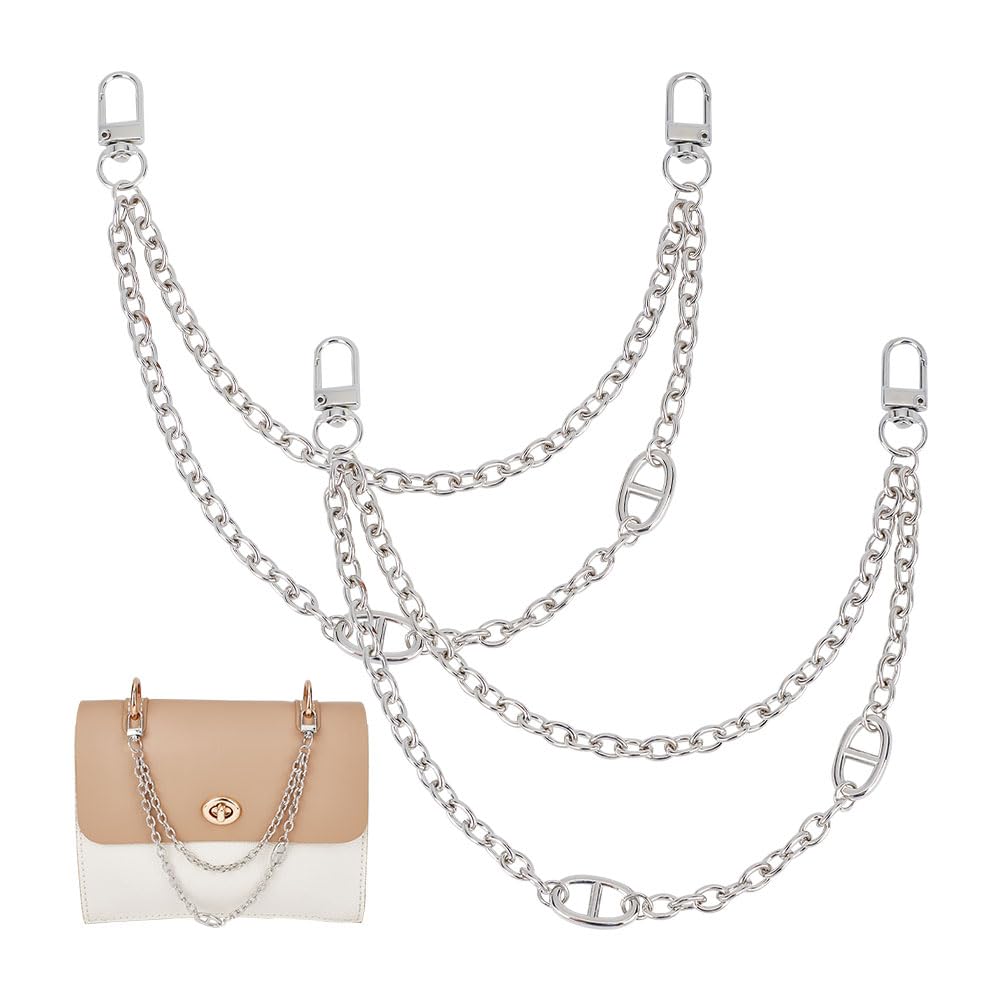 UNICRAFTALE About 2Pcs 11.46" Bag Extender Chain Handbag Charm Decorative Chain Bag Strap Extender Alloy 2-Layer Metal Chain Strap Handbag Handle Chain with Swivel Clasps for Bag Replacement