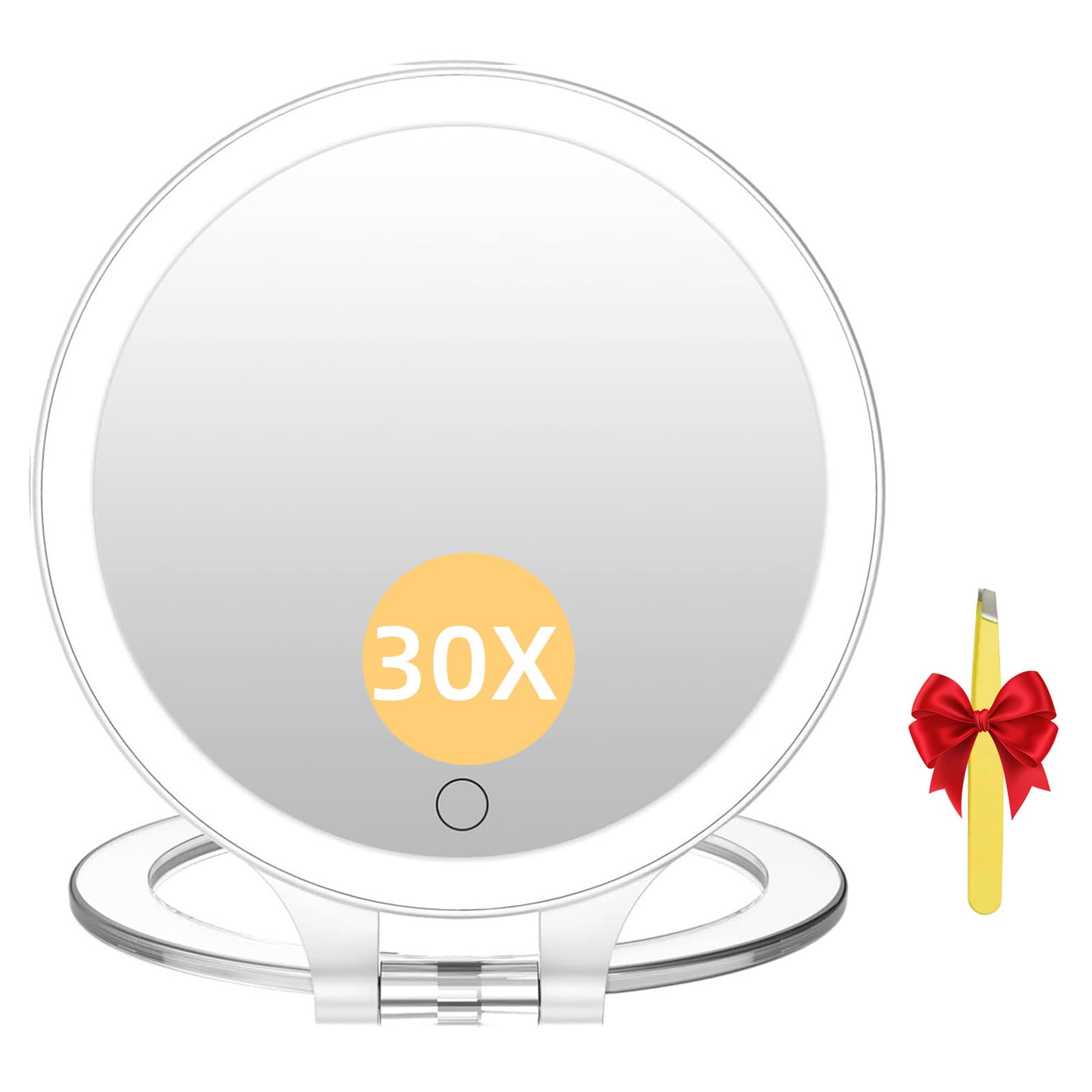 Photo 1 of FASCINATE Magnifying Mirror 30X 1X Double Sided Magnification Makeup Vanity Mirror Rechargeable Lighted Mirror with 3 Color Setting Adjustable Rotation LED Vanity Desk Mirror