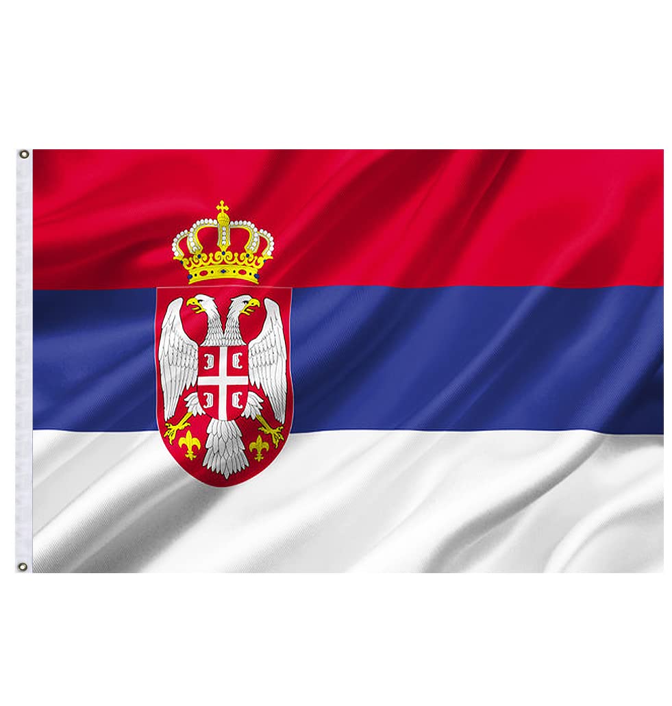 5x3Ft Serbia Flag, Durable Serbian Flag with 2 Metal Eyelets Used Indoor and Outdoor, Bright Color Serbian National Flag Decorated in Sporting Events, Parties, Parade