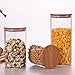 Newerlives Air Tight Storage Jar, Glass Storage Tank with a Natural Bamboo Lid, 450 ML, 650 ML, 950 ML (Bamboo, 950ML)