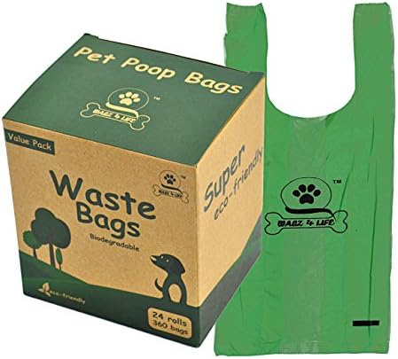 Wagz4Life 360 Biodegradable Dog Poop Bags, Leak-Proof, Easy-Tie Handles, Scented Waste Bags - Masks Unpleasant Odors! Made with 30% Cornstarch