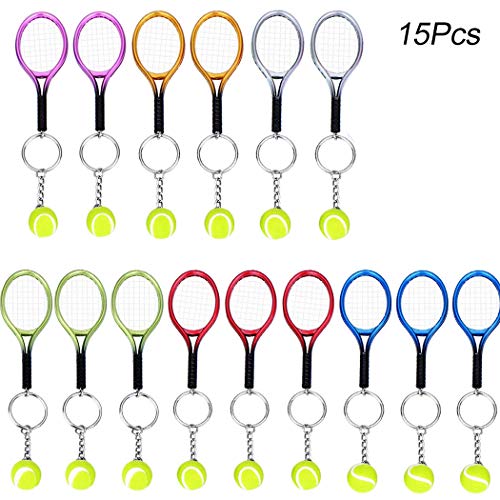 15Pcs-Mini-Tennis-Racket-Keychain-Key-Ring-Creatiee-Fashionable-Alloy-Tennis-Ball-Split-Ring-Sport-Style-Split-Keychain-Sport-Lovers-Gift-Prize-Set-Exquisite-LightweightAssorted-Colors